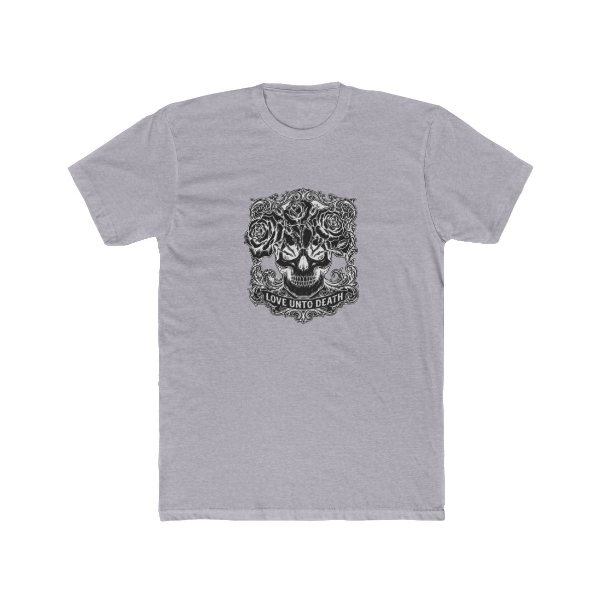 Love Unto Death Gothic Skull Roses T Shirt - Dark Romance Gift - alternate angle 5, merchandise