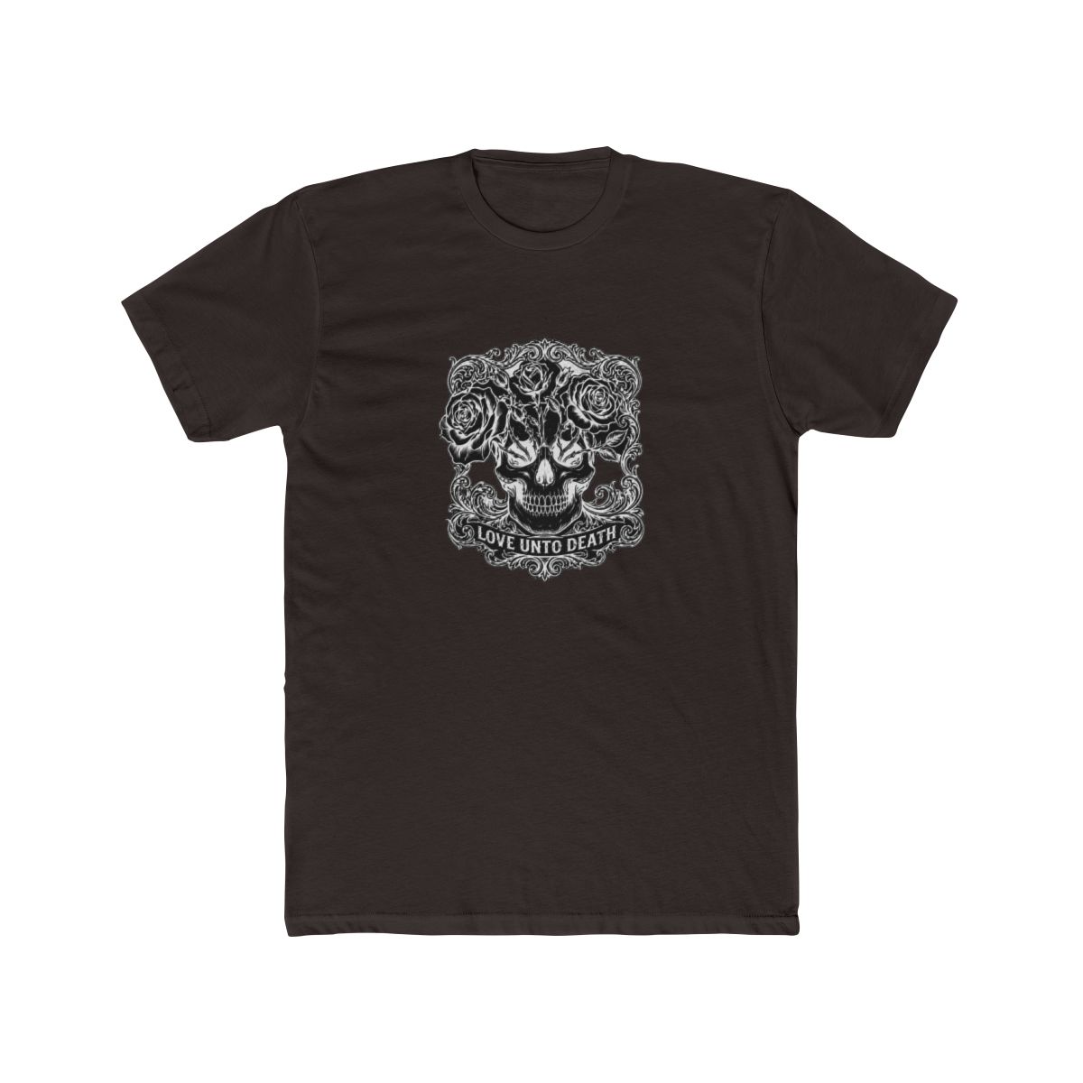 Love Unto Death Gothic Skull Roses T Shirt - Dark Romance Gift - alternate angle 3, merchandise