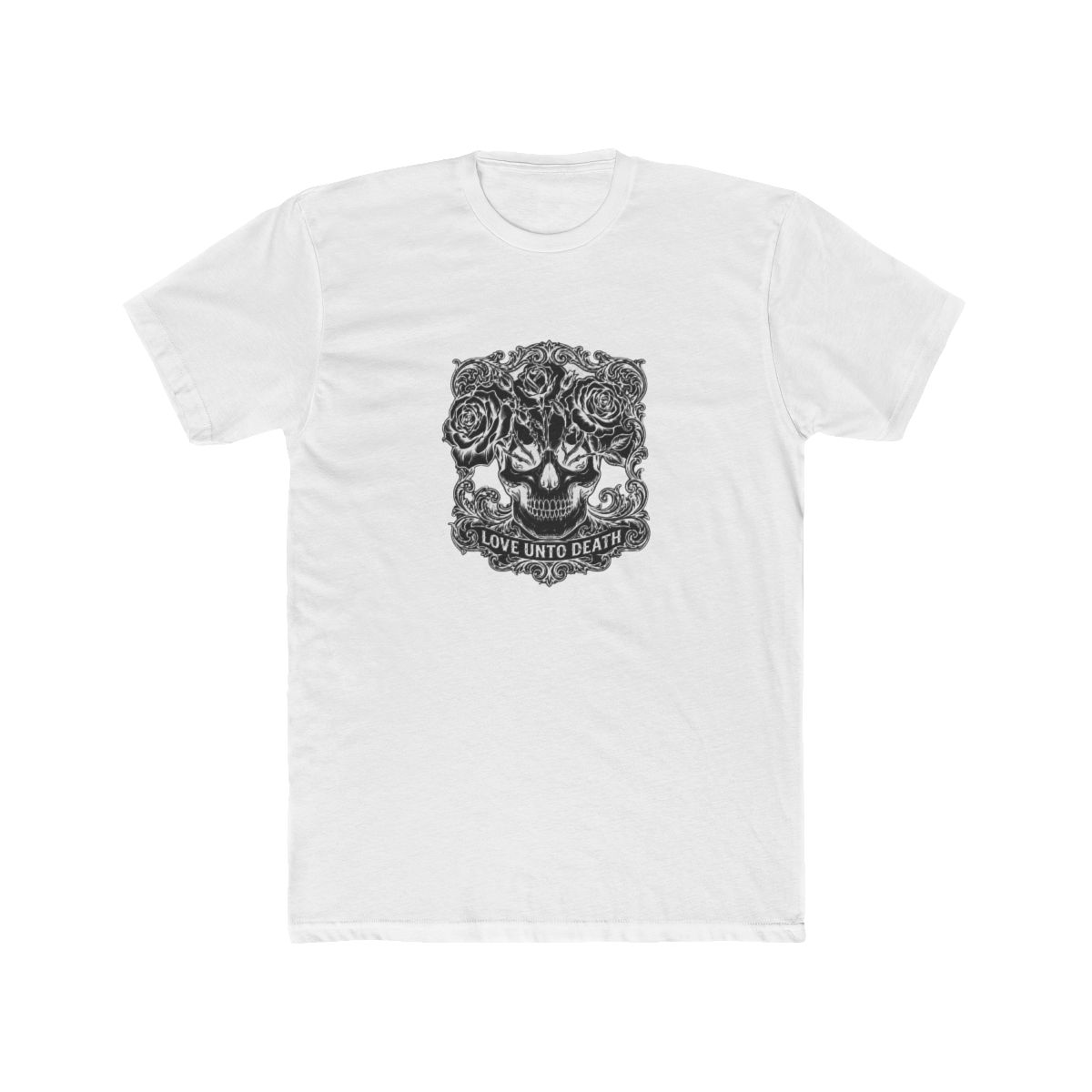 Love Unto Death Gothic Skull Roses T Shirt - Dark Romance Gift