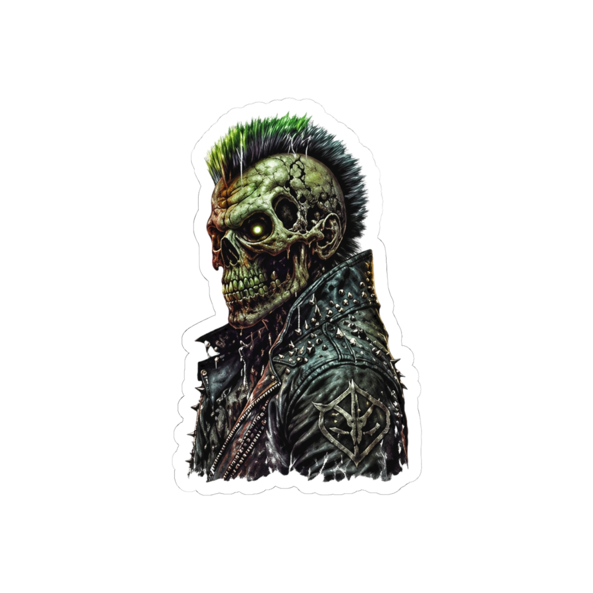 Heavy Metal Skull Punk Sticker | Bold Rock Rebel Vinyl Decal - alternate angle 1, merchandise