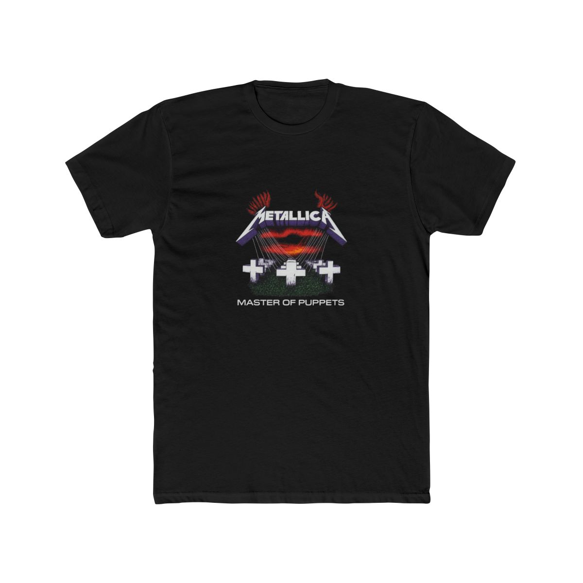 Black sleeveless dress with a lace trim. The dress features a graphic print of the band Metallica's "Master of Puppets" album cover - alternate angle 3, merchandise